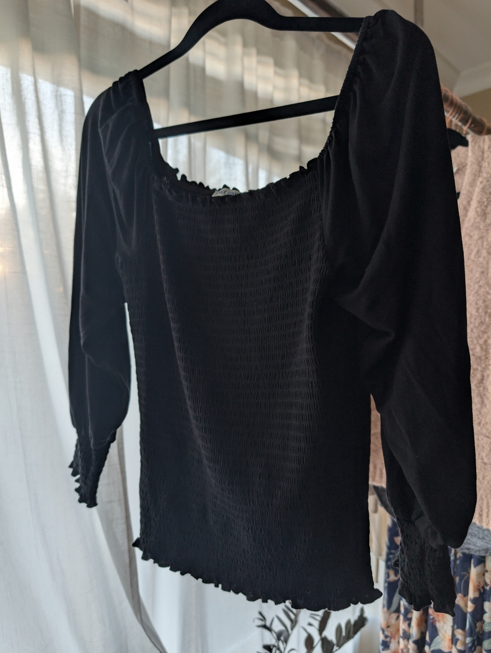 Venice Love Black Smocked Off-Shoulder Top (SP) | Black